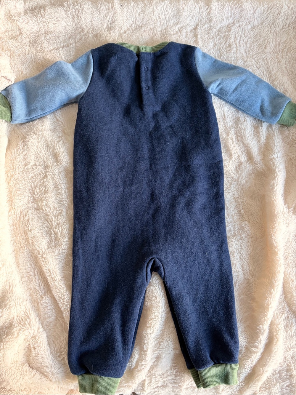 Ralph Lauren Navy One-Piece with Light Blue Sleeves and Green Trim - Picture 4 of 4